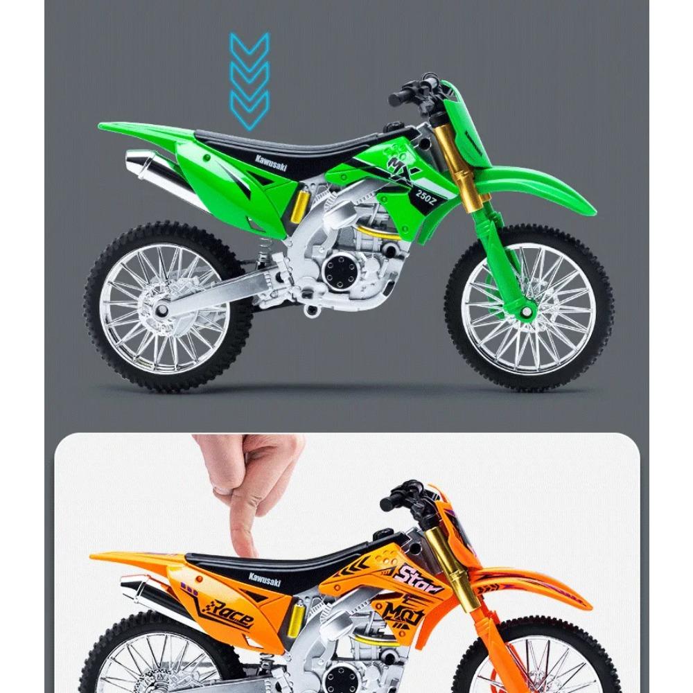 1/10 Kawasaki KX450 Alloy Sports Motorcycle Model Diecast Metal Street Crosscountry Racing Motorcycle Model High Simulation Kids Toy Gift