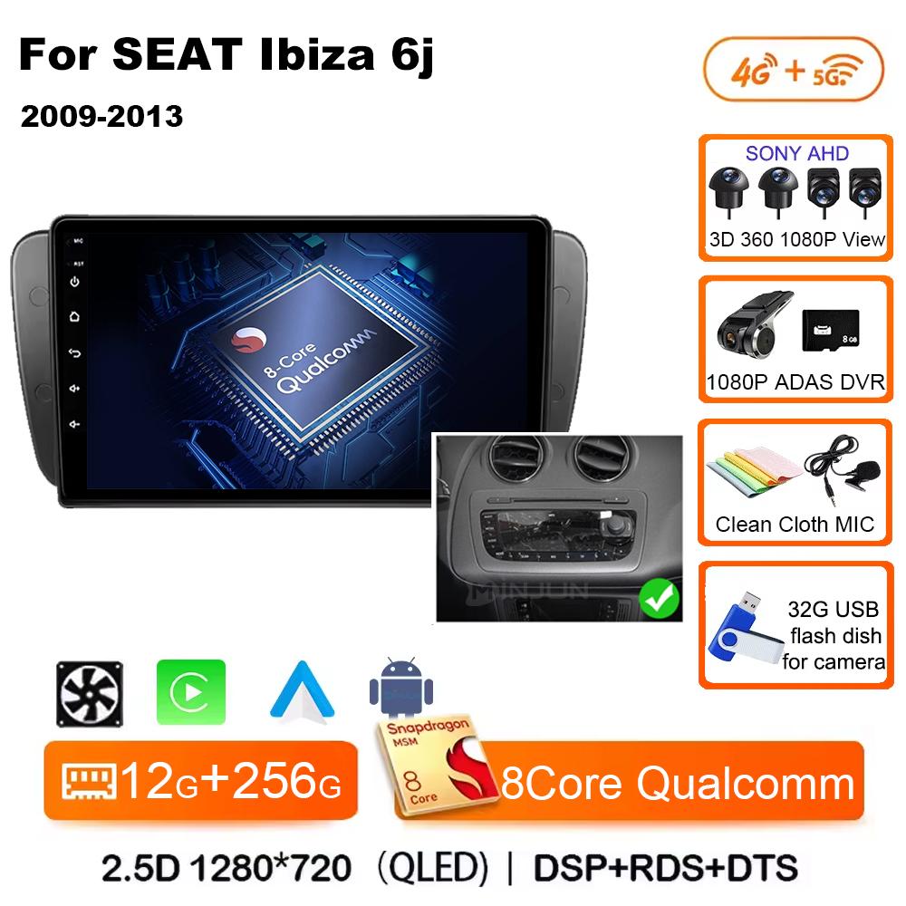 9 Inch Android 14 Qualcom Car Multimedia Player For SEAT Ibiza 6j 2009 2010 2011 2012 2013 Wireless Carplay Android Auto 4G