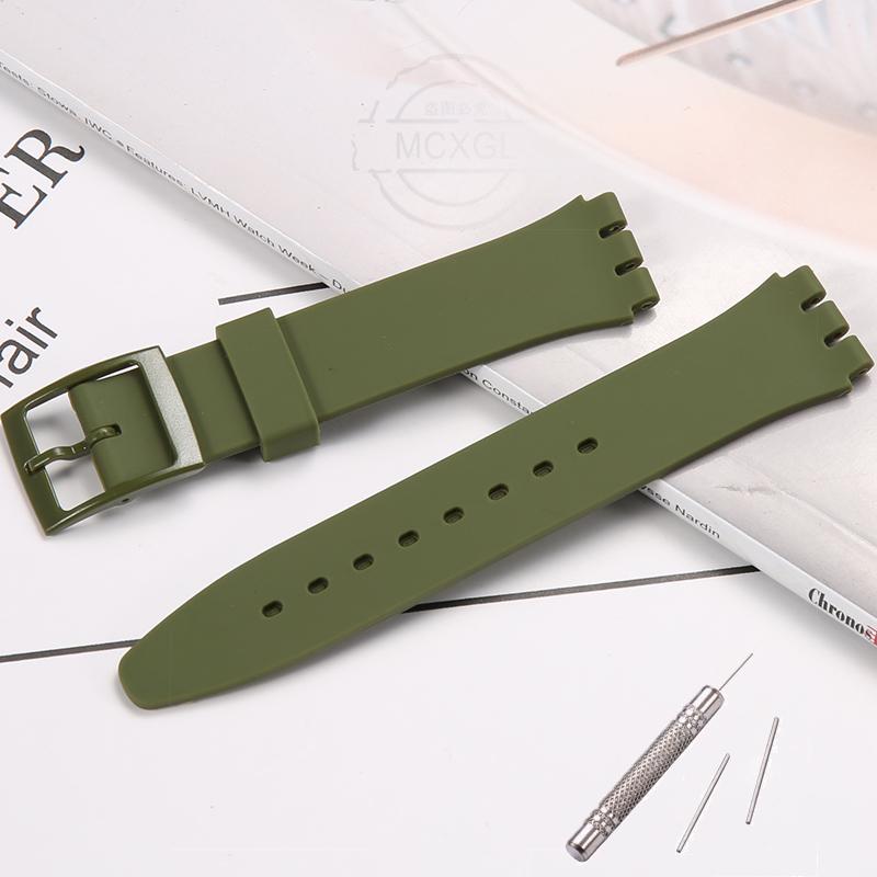 Silicone Watch Band For Swatch 17mm 19mm 20mm Pin Buckle Waterproof Bracelet Wristband Watch Accessories