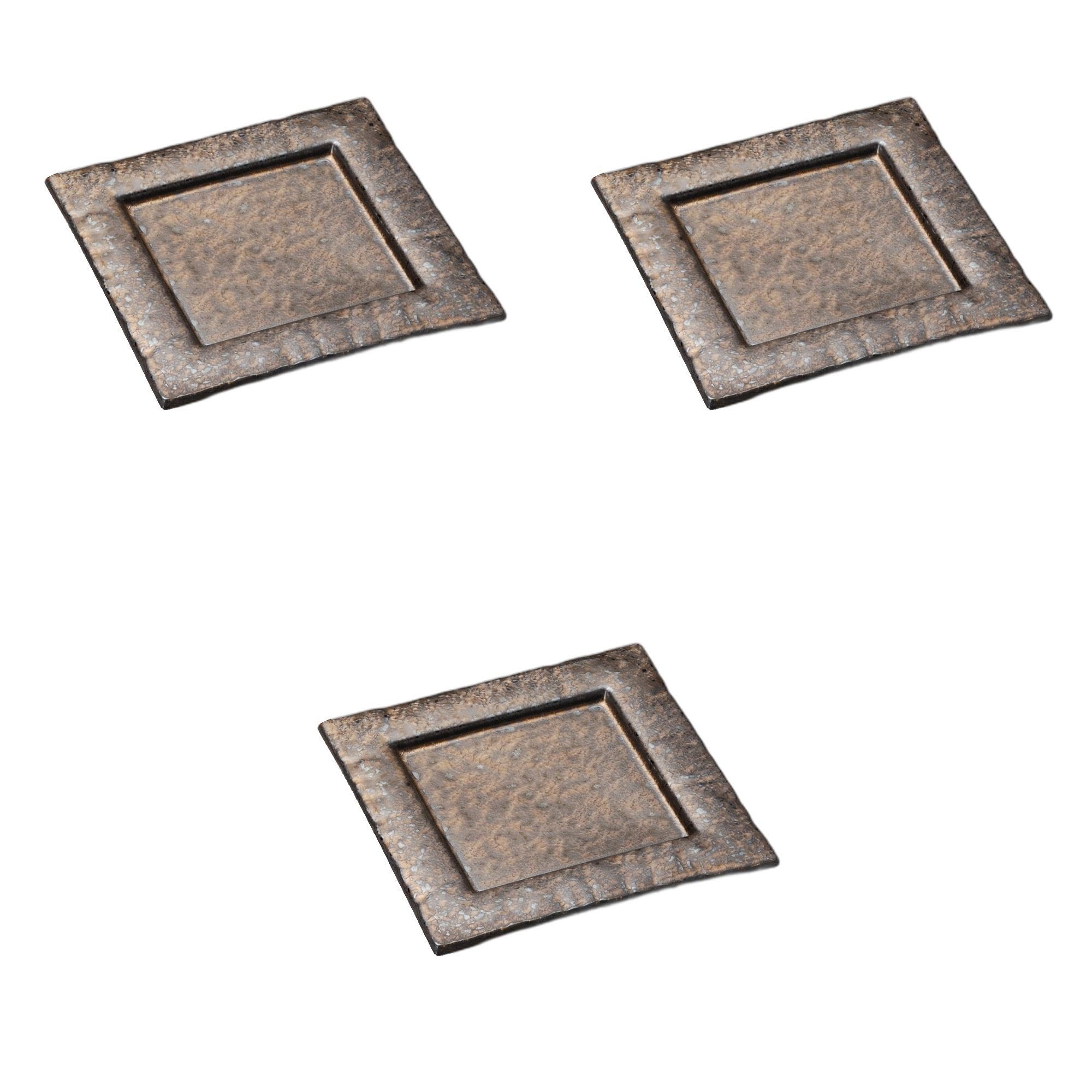 

Набор из 3 квадратных тарелок с золотым хрустальным ободком x x Керамические квадратные тарелки от Setomonohonpo [20.5 20.5 3см]