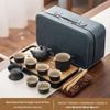 Qiouqiao Black Pottery Portable Travel Kung Fu Tea Set