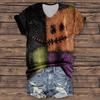 Women's Fashion Casual Three-quarter Sleeve Halloween Letters,  Face Print Top
