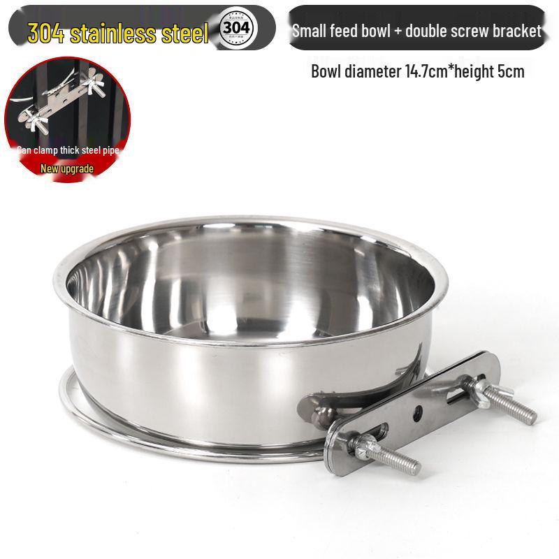 304 Stainless Steel Anti-Spill Hanging Pet Food Bowl for Cages