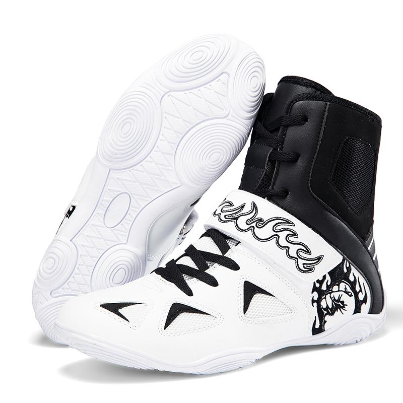 Professional Boxing Shoes Big Size Wrestling Shoes Lightweight Outdoor Male Gym Training Sneakers White Red Man