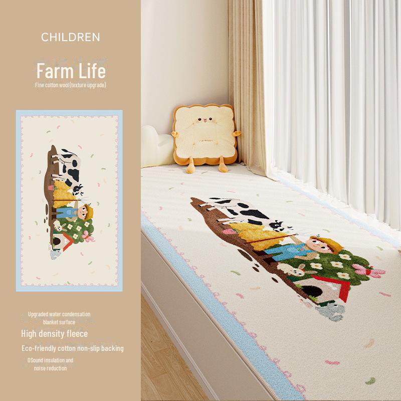 

Детский коврик для эркера с рисунком из мультфильма - Four Seasons, моющийся, индивидуальный размер для спальни/балкона (2024) 50x120cm - Upgraded Persian Velvet