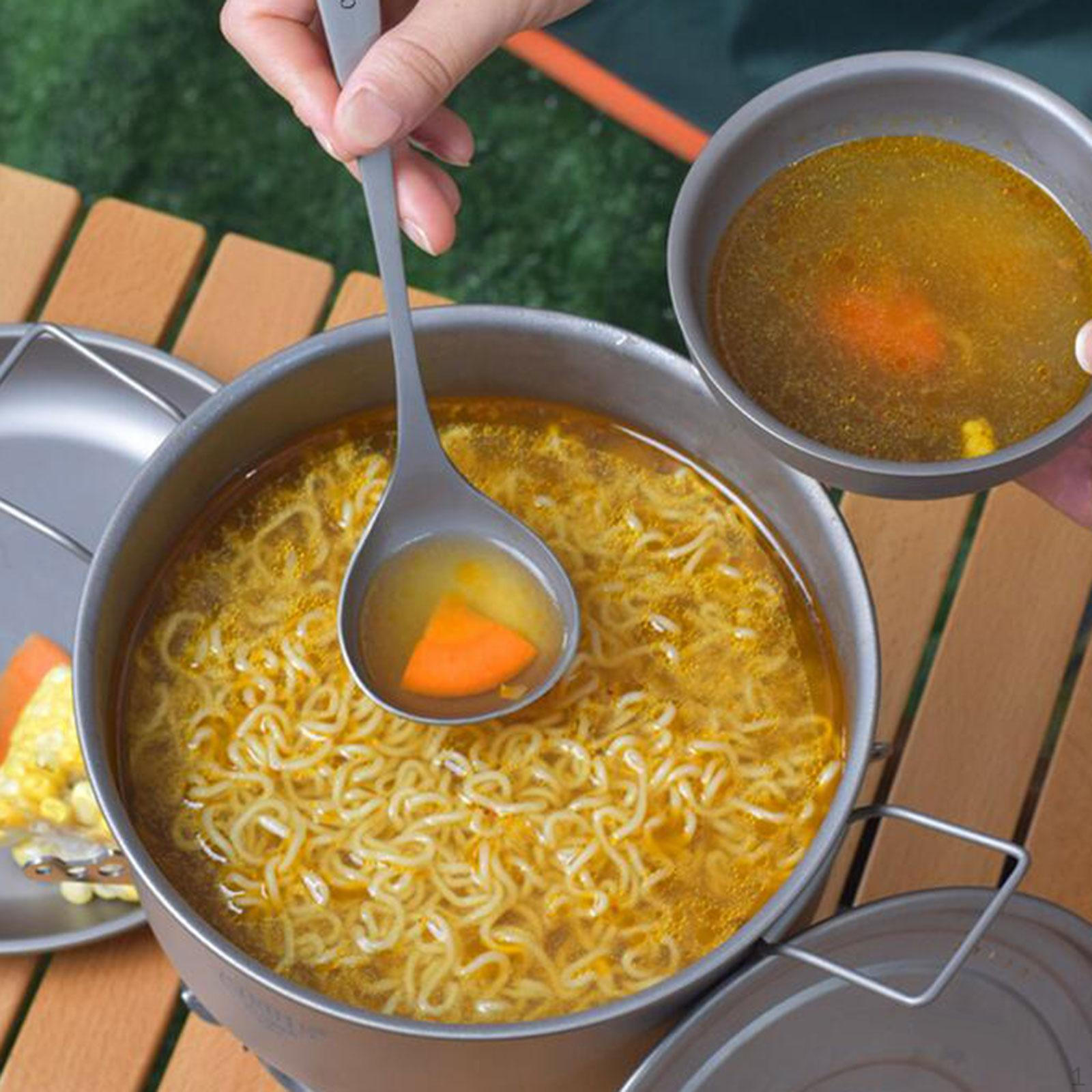 Portable Titanium Long Handle Spoon Camping Cutlery for Outdoor Backpacking Home Use