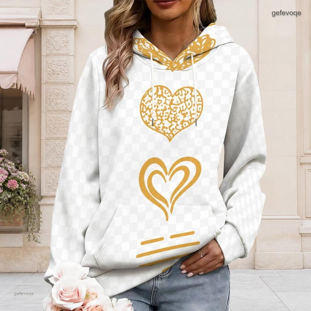 Womens Plus Size White Drawstring Hooded Sweatshirt Long Sleeve Loose Soft Casual Everyday Street Garment