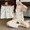High-Value Floral Puppy Cloud Cotton Pajamas Women'S Summer Sweet Short-Sleeved Three-Piece Loungewear
