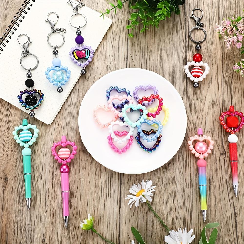 40 Mixed Heart-Shaped Acrylic Focus Frame Round Perforated Rings for DIY Keychains, Pens, Jewelry Making, Bracelets, Car Necklac