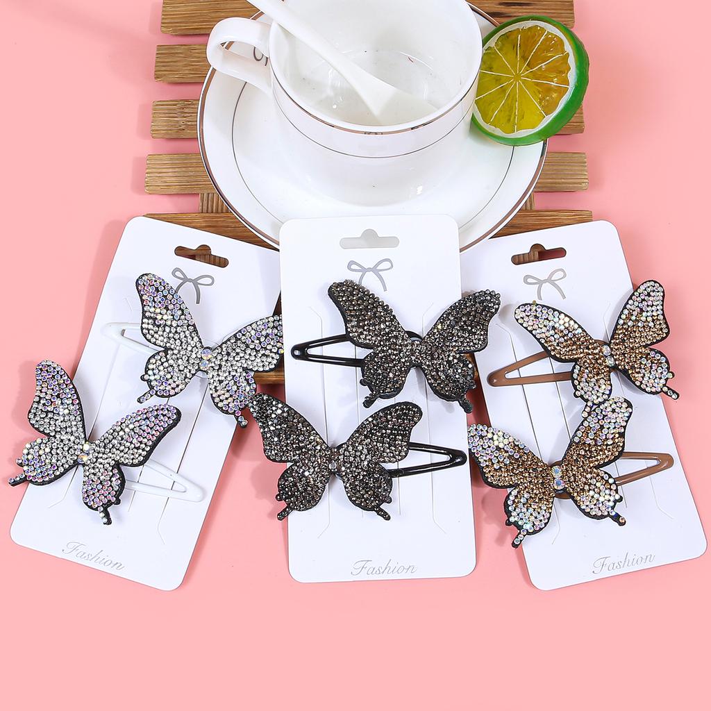 2pcs/set New Cute Princess Butterfly Hair Clips Girls Hairpins Crystal Butterfly Hair Clips Children Kids Hair Accessories