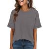 Women Oversized T Shirts Short Sleeve Summer Casual Loose Crewneck Basic Tee with Front Pocket Top