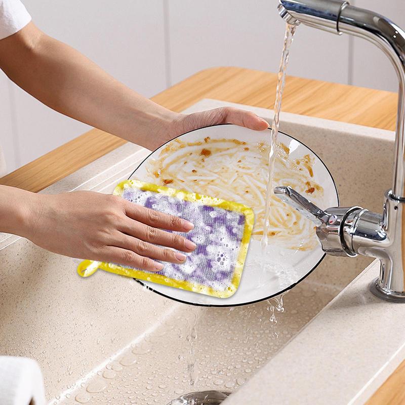 5pcs double-sided Washing Sponges strong decontamination durable and gentle on hands for Home Dishwashing Sink Bathroom Cookware