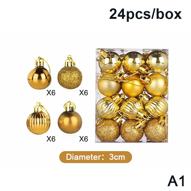 24 Pcs 3Cm Christmas Balls Set Xmas Tree Hanging Pendant Christmas Decoration Home Party Hanging Ornament New Year Decoration