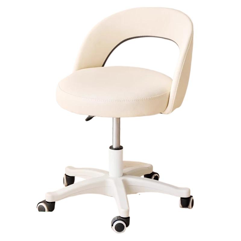 Home Makeup Chair for Women, Swivel Adjustable Desk Stool with Cat-Claw PU Leather and Liftable Backrest, Study & Vanity Seat