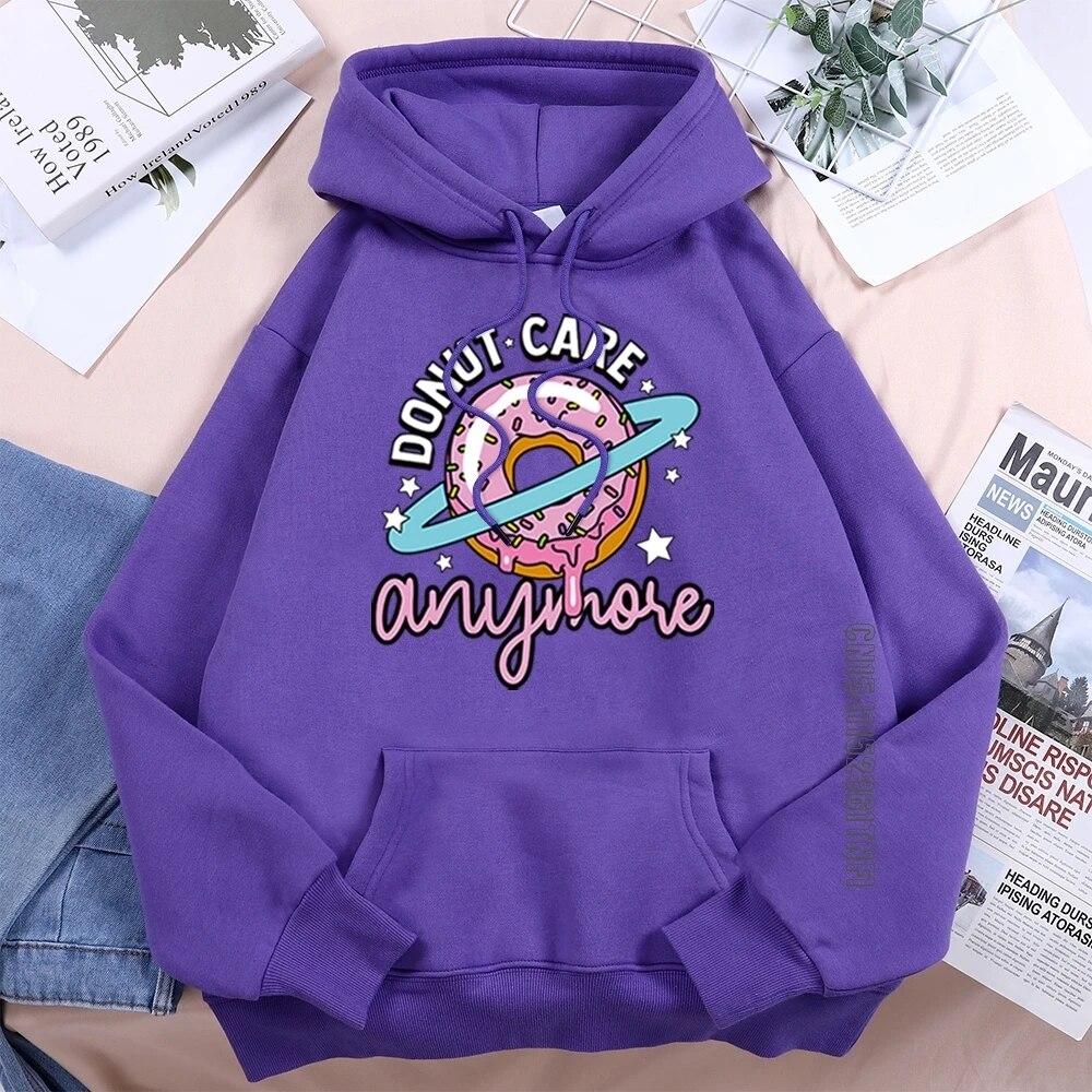 Donut Care Mararon Niedlicher Grafik Damen Hoodie Harajuku Vintage Hoodies Bedruckt Hip Hop Übergroßer Hoodie Mode Weibliche Streetwear
