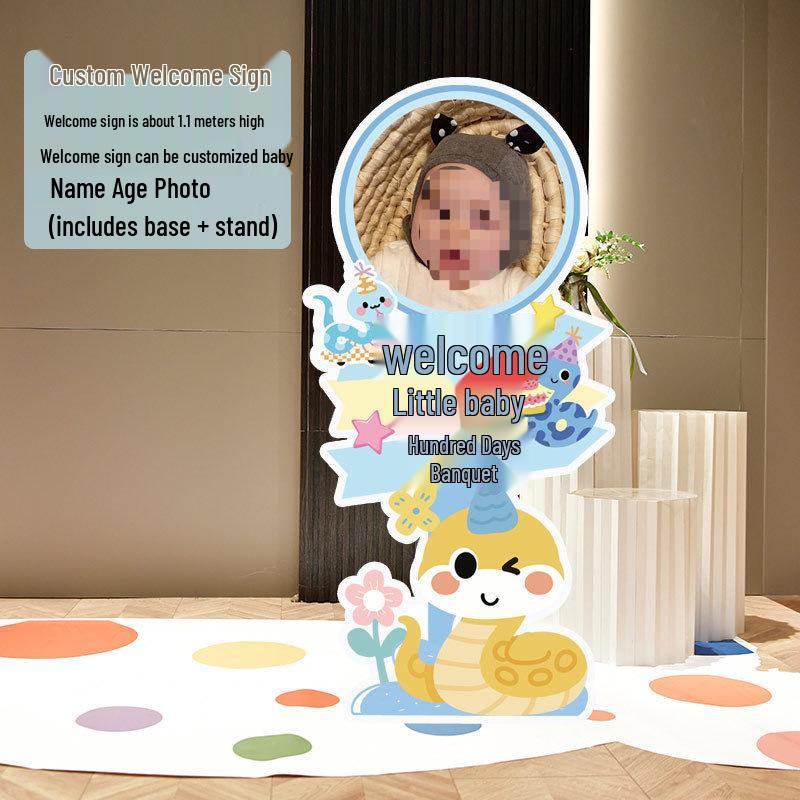 Baby Full Moon & 100 Days Celebration Decor Set - Snake Theme with Balloons for Boys and Girls