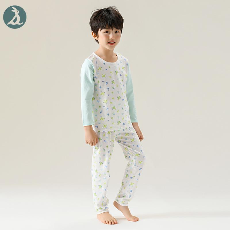 Pure Cotton Baby Pajama and Underwear Set: Thin Long Sleeve AC Suit for Summer Home Wear