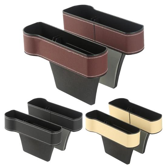 Car Seat Gap Filler Organizer Faux Leather Storage Box with Phone Slot Sunglasses Compartment RFID Protection Non-Slip Silicone Universal Car