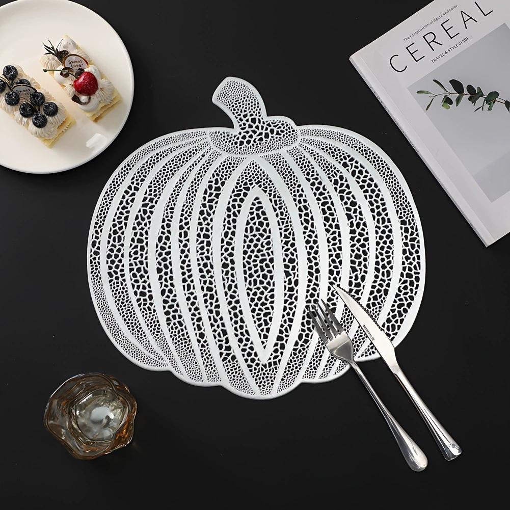 

WTEMPO 2шт. в форме тыквы, термостойкие коврики для посуды, креативные водонепроницаемые, противожарные, изоляционные коврики, легко моющиеся, противообрастающие коврики для стола 2pcs серебряный