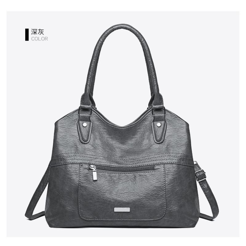 Vienos peties moteriška nauja didelės talpos minkštos odos kasdienė rankinė, madinga kurjerio rankinė