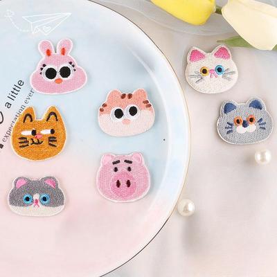 Original Embroidery Sticker Embroidery Label Clothing Accessories Cute Cartoon Animal Avatar Badge Handmade DIY Patch Cloth Sticker