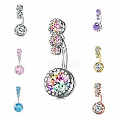 Zircon Crystal Ball Belly Button Rings Elegant Shiny Body Jewelry Round Gem Navel Piercing  Gift