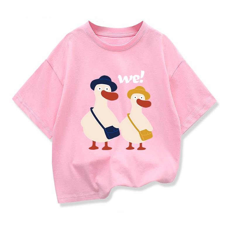 

Two Ducks Original Design Summer Children s Clothing Short Sleeve Casual Loose T-Shirt Top 160