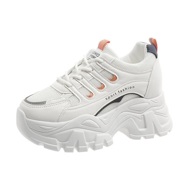 

2025 spring and autumn new versatile casual dad shoes fashionable white platform heightening sports Internet celebrity white shoes women 40 бежевий