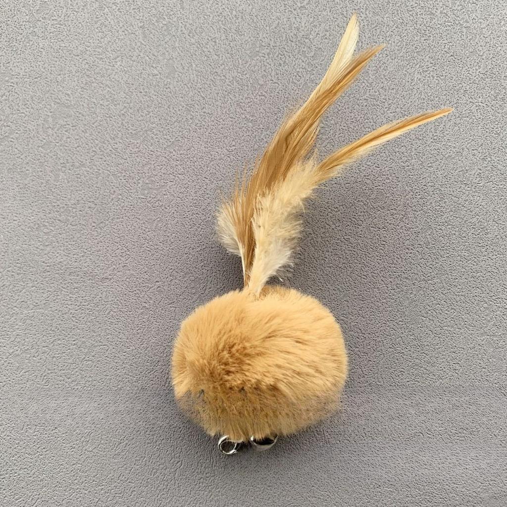 2pcs Random Color Plush Ball Feather Cat Teaser Stick For Changing Heads Cat Toy Plush Interaction Kitty Pet Toy