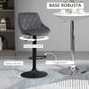 Set of 2 Height-Adjustable Bar Stools. 46x48x83-104cm. Gray and Black