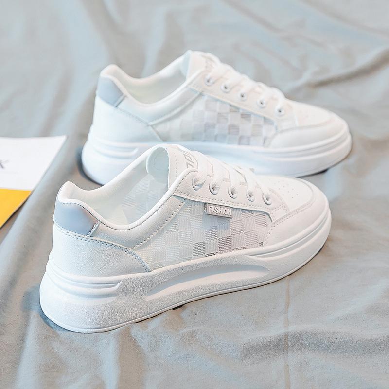 Women's White Shoes New Summer Breathable Mesh Slip-on Sports Casual Borad Shoes with Skirt All-Matching