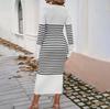 Fall Winter Lazy Wind Loose V-Neck Sweater Suit Women's Long Sleeve Knit Wide Dress