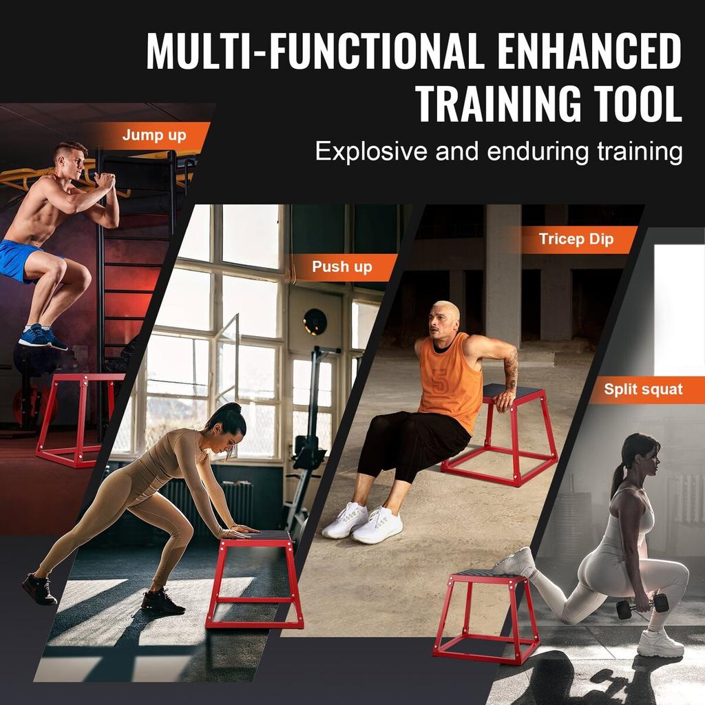 Plyometric Jump Box, 18 Inch Plyo Box, Steel Plyometric Platform and Jumping Agility Box, Anti-Slip Fitness Exercise Step Up Box for Home Gym
