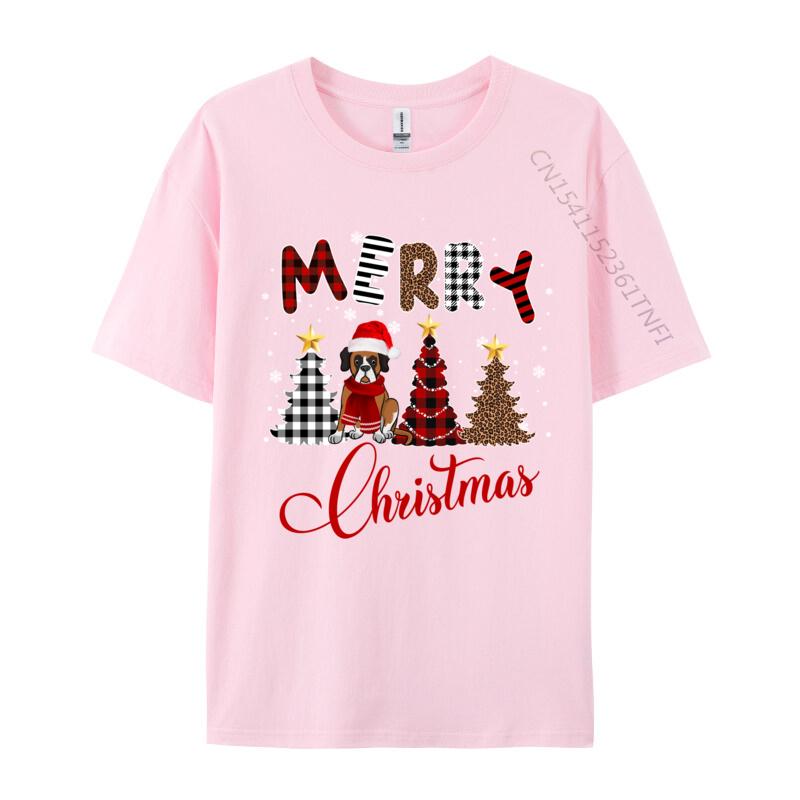 Świąteczny T-shirt z Psem Świętego Mikołaja Męski Humorystyczny Bawełniany T-shirt Męska Odzież T-shirty z Czapką Świętego Mikołaja Czarne Podstawowe T-shirty Męski T-shirt