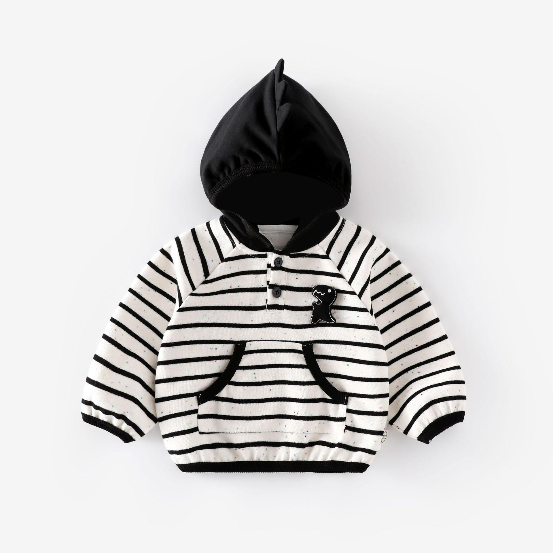 

Kids Striped Sweatshirt 2025: New Autumn Korean Style Color-Block Hoodie for Boys - Trendy Baby Clothing 100 cm