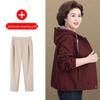 Spring Hooded Jacket & Wide-Leg Pants Set for Stylish Middle-Aged Women
