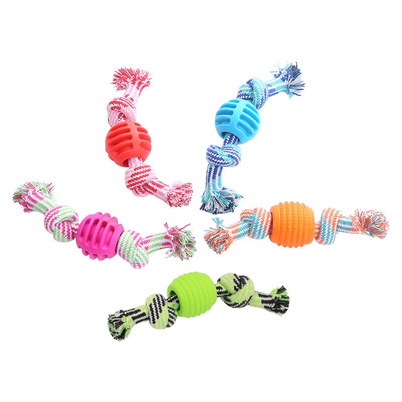 Pet dog toy Cotton rope double knot ball Bite resistant tooth cleaning toy ball pet supplies dog toys for aggressive chewers