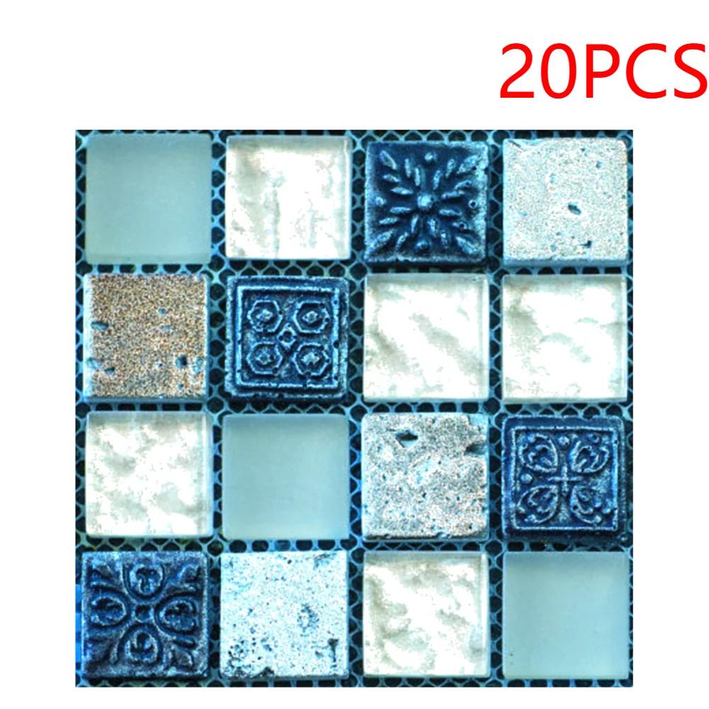 20-60pcs Self Adhesive Wallpaper Kitchen Tile Oil-proof Waterproof Wall Stickers Buiding Blocks Peel & Stick Oil Proof Kitchen