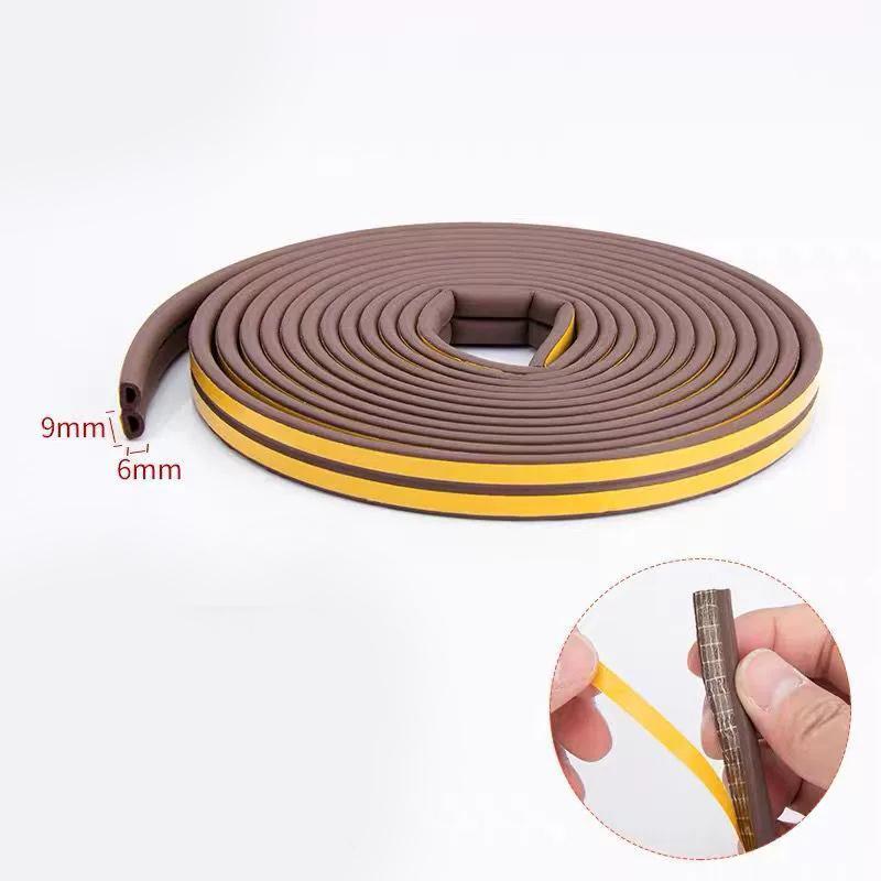 10m/20m/50m D Shape Door Weather Stripping 4 Colors Self-adhesive Rubber Window Weather Stripping Heat Preservation Dustproof