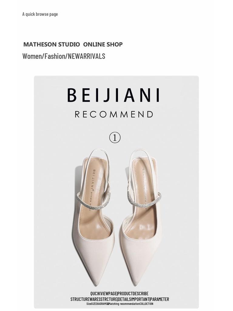 BEIJIANI A3289-46 Strasskette Einriemen Peep-Toe Stilettoabsätze