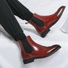 Stivali autunnali e primaverili a punta per piedi larghi Scarpe alte casual britanniche in pelle Chelsea suola rossa Stivali Martin