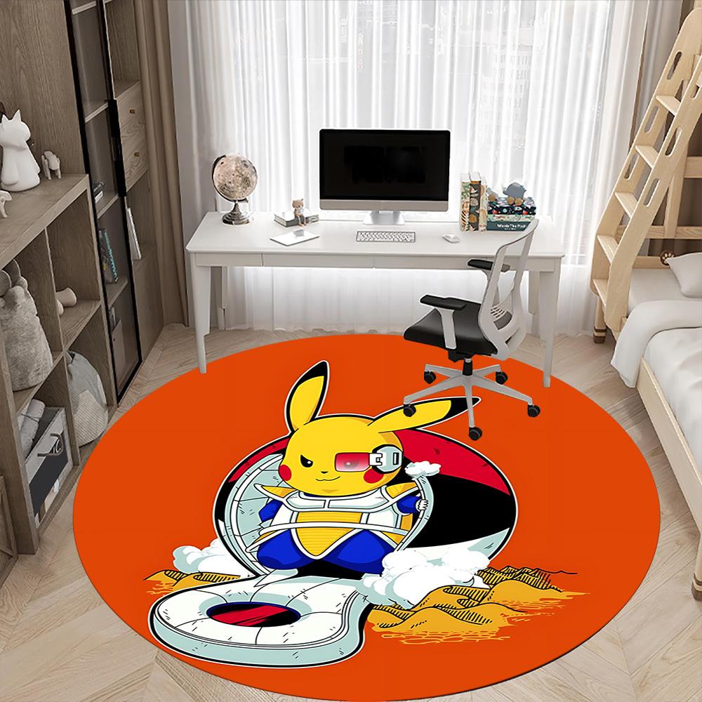 1pc Pikachu Pokémon Chair Carpet for Office, Indoor Non-Slip Polyester Fiber Carpet, Machine Washable, Durable Construction Yy251205102