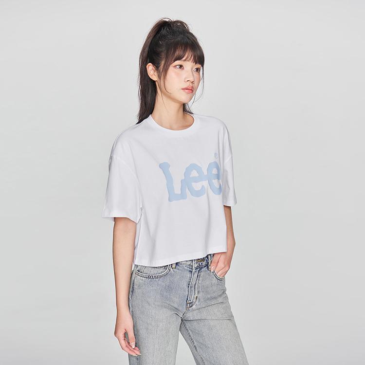 Loose Fit Round Neck Logo Print Short Casual Short Sleeve T-Shirt Women Tops LWT0102823RT00FK14000