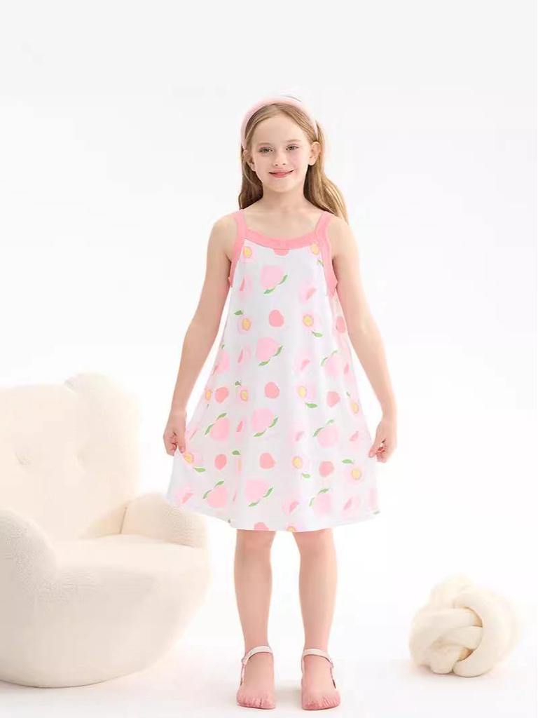 2024 Summer Ice Silk Princess Dress for Girls - Fashionable and Lightweight Nightgown