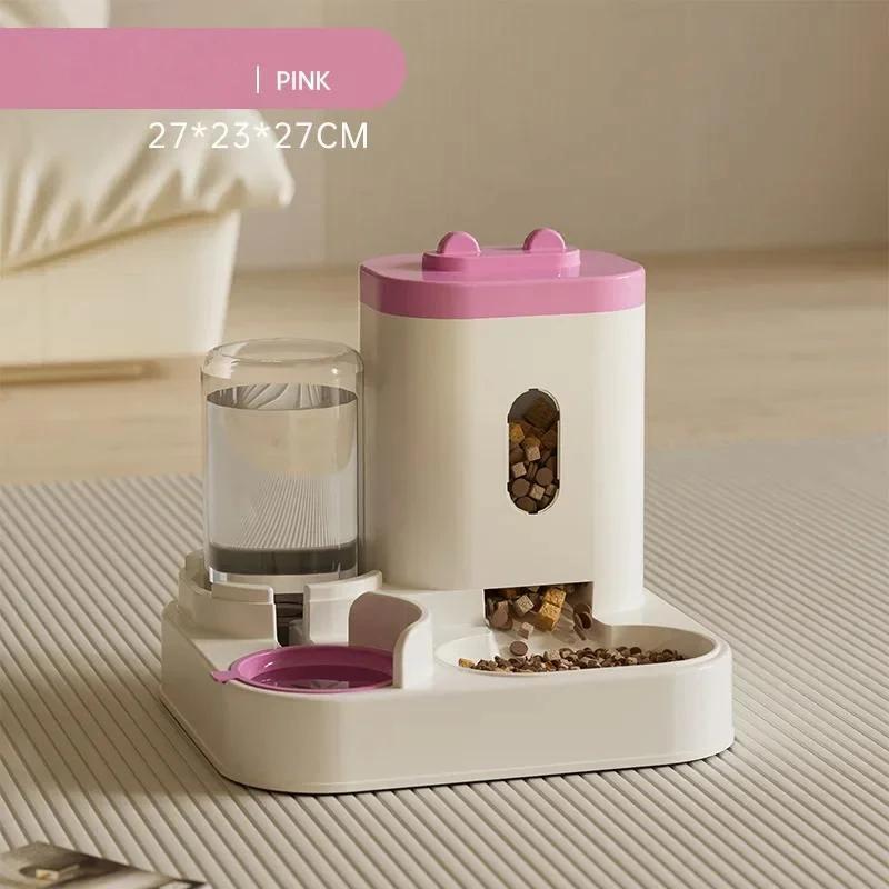 Automatic Feeder Dog Cat Food Bowl With 800ml Water Fountain Large Capacity Pet Food Storage Dispenser Container Pet Accessories