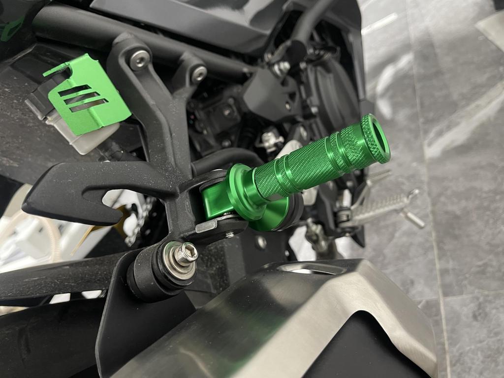 LEDISHUN Aluminum Pair of Tandem Step Sliders for Kawasaki and Z650, Z750, Z750S, Z800, Z900, Z900RS/Cafe (Green)