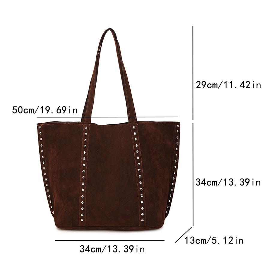 Damen Wildleder Umhängetasche mit Nieten Hobo Tasche Große Kapazität Geldbörse Handtasche Lässige Tasche Pendler Reise Tragetaschen Achseltasche Bolsa