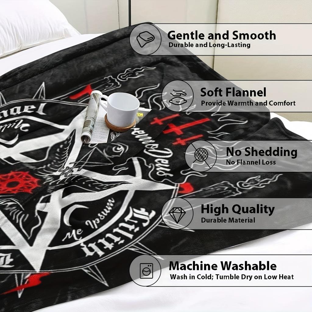 Sheep-head five-pointed star pattern Flannel printed blanket suitable for all seasons suitable for living office sofa and travel