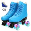 YYW Women Men Adult Two Line Skating Shoes With 4 Wheel Training Sneakers Purple Green Pu Leather Roller Skates Double Row Shoes