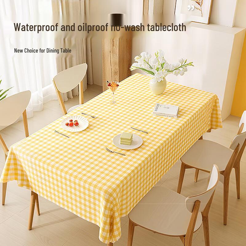 Jingxun Nordic Style Waterproof Plaid Tablecloth